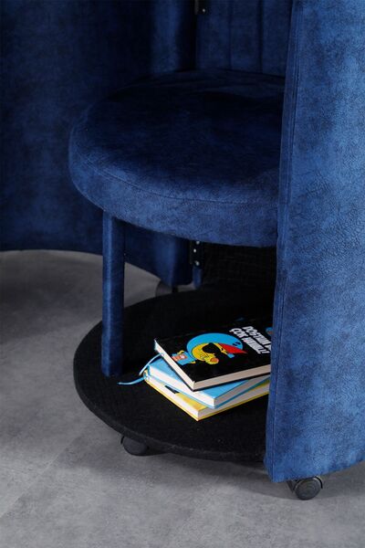 Meşe Home Marvel Tezgahlı Depolama Alanlı Tekerlekli Nubuk Kumaş Puf - Bench Çalışma Masası