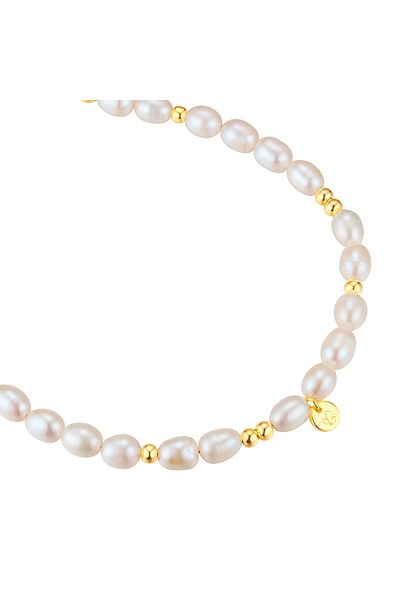 Glanzstücke München Perlenarmband Armband Sterling Silber gelbgold Süßwasser-Zuchtperle weiß