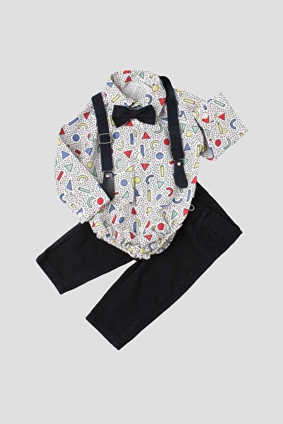 Kidex’s Baby Baby Set Bodysuit, Shirt, Pants, Bow Tie and Slopet Adjustable 1...