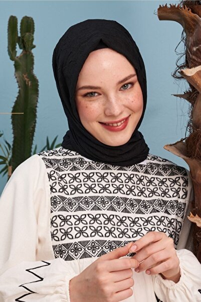 İNCİ SCARF Siyah Bambu Kraş Şal Siyah