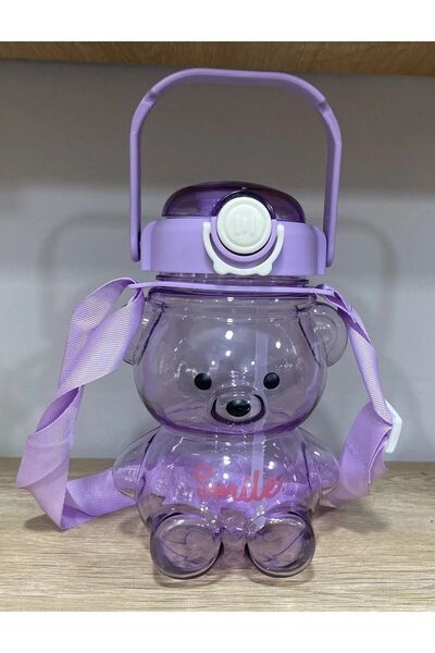 Decorland Smile Ayıcıklı Şeffaf Renkli 800 Ml Matara Su Şişesi