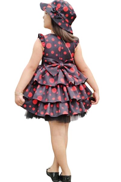 Riccotarz Red Spotted Layered Ruffle Girl's Dress