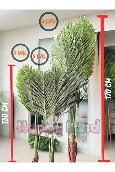 Happyland Yapay Palmiye Areka Yaprağı Büyük ve Orta Boy 3 Adet