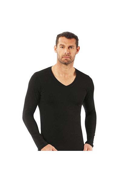 ÖZKAN V-Neck Lycra Men's Undershirt - Long Sleeve Undershirt 0274