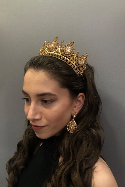 Limelia Χρώμα μελί Ahu Model Νυφική ​​χέννα και σκουλαρίκια