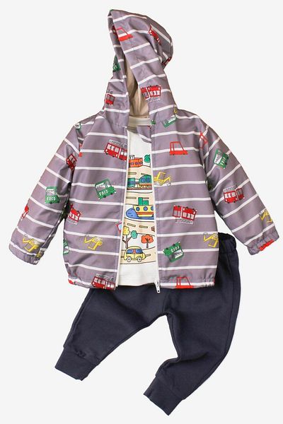 Kidex’s Baby Car Patterned Hooded Cotton Raincoat Baby Set