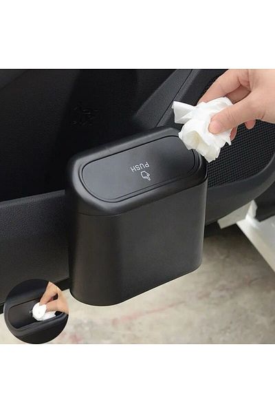 BLUE SİDE Portable Min Auto In-Car Trash Can Office Trash Can Portable Trash Can with Lid