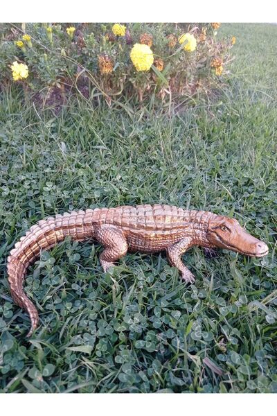 BilgeCe hoMe Timsah Heykeli, Gold Timsah Heykeli, Timsah Biblosu, Polyester H...