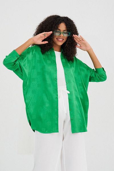 Orfeo Negro Cămașă VERDE OVERSIZE PENTRU FEMEI ÎN MĂRIME PLUS ȘI POTRIVĂ PENTRU HIJAB