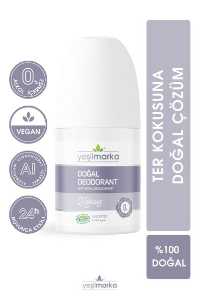 %100 Doğal Roll On Deodorant Alüminyumsuz - Kokusuz - Alkolsüz- Parfümsüz - Ter Kokusu Önleyici