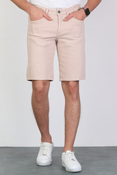 HLT JEANS Erkek Rose Pink Slim Kesim Comfort Likralı Denim Esnek Jeans Kot Şort THOMAS-ROSE PİNK