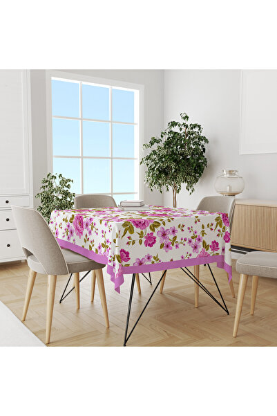 Moud's مفرش طاولة من الجلد المدبوغ بتصميم زهور أرجوانية وردية