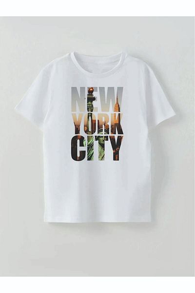 Cevval Tricou pentru băiat - NEW YORK CITY imprimat cu text 008