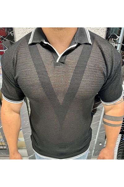 Tarz Cool Ανδρικό μπλουζάκι με μαλακό πλεκτό λαιμό Polo