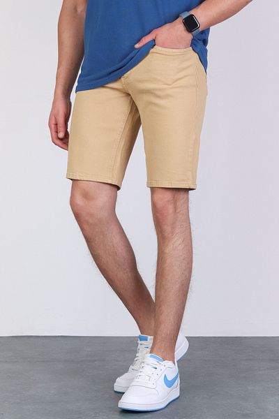 HLT JEANS Ανδρικό μπεζ Slim Cut Comfort Lycra Jen Flexible Jeans Σορτς THOMAS-BEIGE