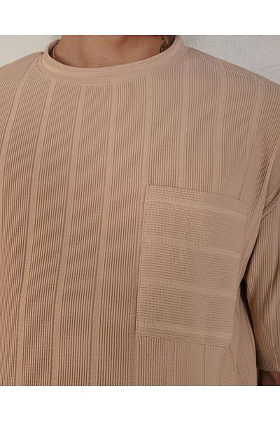 İLKCET MODA Μπλουζάκι με ριγέ τσέπη oversize