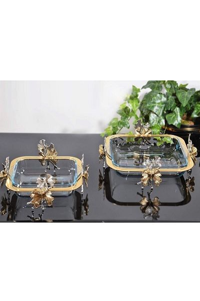 atabey home Butterfly Footed Square Pyrex Set