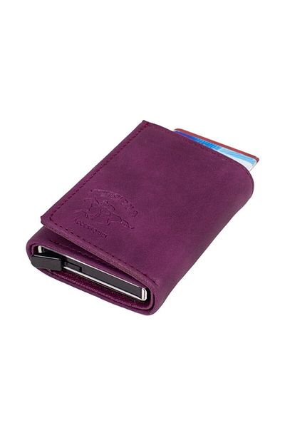 tuldar Purple RFID Card Holder - Gift Wallet with Automatic Shooting, Protective Mechanism and Paper Money Compartment