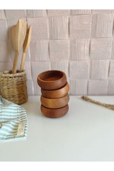 BUCOLIC 4-Piece Natural Wood Snack Bowl / Bowl