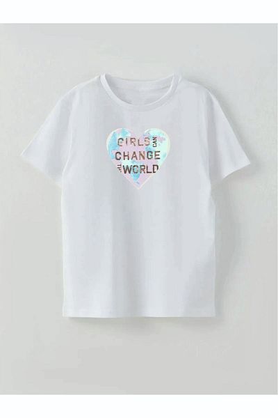 Cevval Fata - GIRLS CAN CHANGE WORLD Tricou imprimat