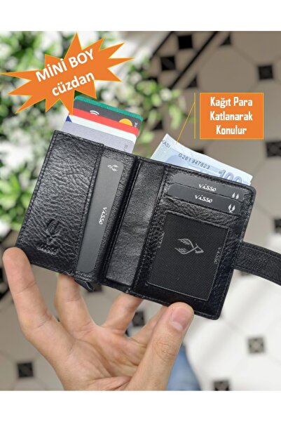 Visso leather VİSSO 685 Hakiki Deri Mekanizmalı Kartlık Cüzdan Kişiye Özel Çanta Banknot Bölmeli