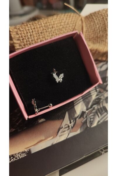 alysa jewelry Cerrahi Çelik Kelebek Piercing Kıkırdak- Lobe-tragus-helix