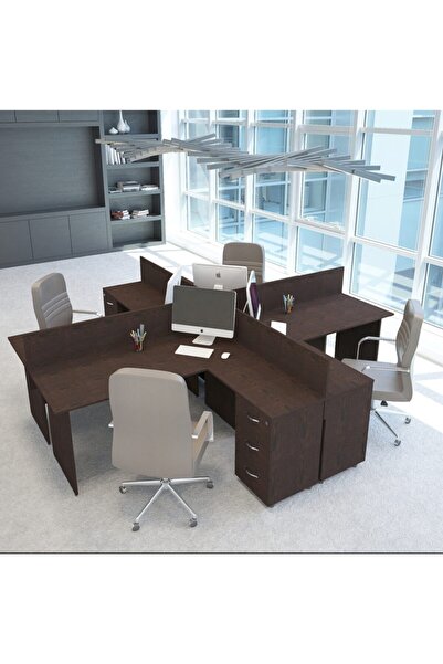 VENA Nil L Workstation Dörtlü Çalışma Masa 318cm X 296cm X 115h Çalışma Masa ...