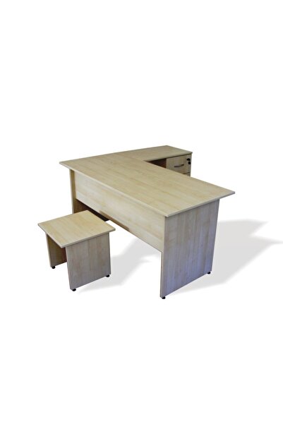 VENA Nil Ofis Çalışma Masası Takımı Akçaağaç (MASA SEHPA KESON 3 ÇEKMECELİ)