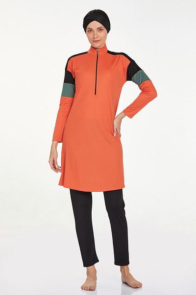 REMSA Merlin 9241 - Lycra and Full Covered Hijab Swimsuit, Cinnamon Color