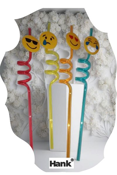 HANK TİCARET Curved Figured Straws Dancing Straws 4 Pieces