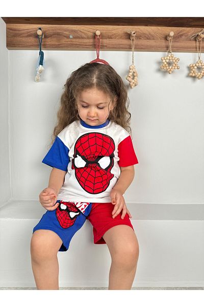 Minizade Marvel Adam Men's Double Suit - Spider Summer Shorts