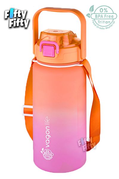 Vagonlife Tritan 1500ml with Strap-Straw/No Straw Dual Color SoftTouch Motivation Flask Exit