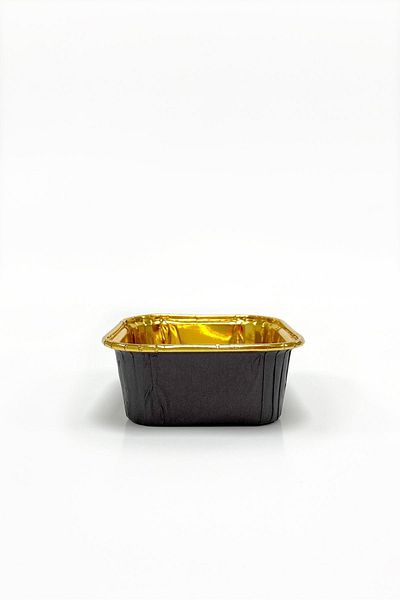 Trend Hediye Sepeti 25-Piece Square Black Gold Muffin - Dessert Bowl and Airfryer Compatible Ashura Bowl