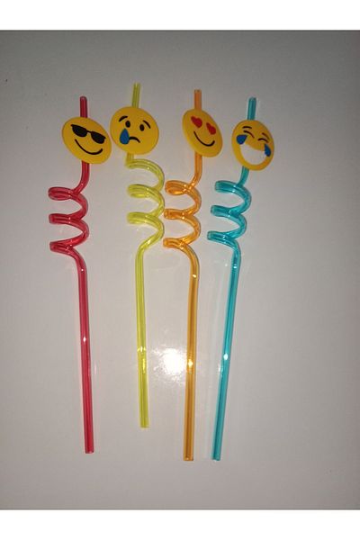 HANK TİCARET Curved Figured Straws Dancing Straws 4 Pieces