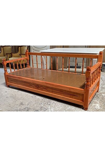 puhu aksesuar MİMOZA MODEL AHŞAP CNC İŞLEMELİ TORNALI DÖŞEMESİZ SEDİR