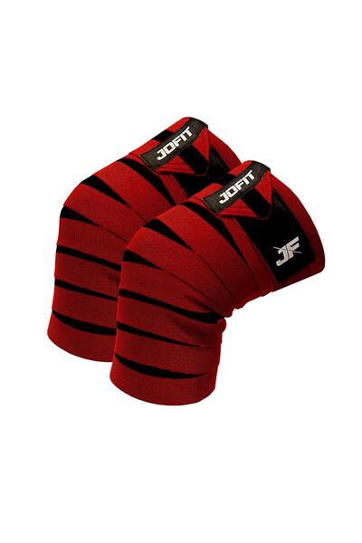 jofit Knee Wraps / Diz Bandajı - 2'li Paket - Kırmızı-Siyah