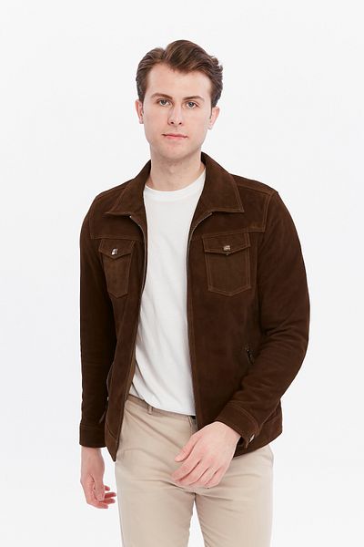 CE-YIL DERİ ÜRÜNLERİ Genuine Leather Suede Coat