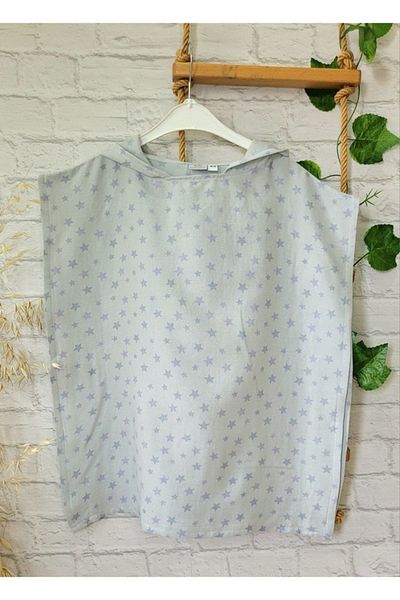 Alpar Tekstil Boy-Girl Muslin Poncho Hooded - Sea, Beach, Pool / Star