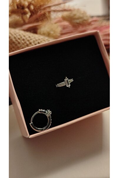 alysa jewelry Cerrahi Çelik Zirkon Taş Baget Halka Kıkırdak- Lobe-tragus-helix