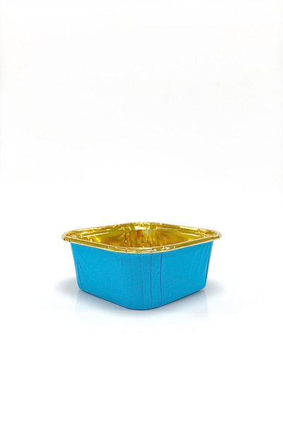 Trend Hediye Sepeti 25-Piece Blue Gold Muffin Cake Set - Dessert Bowl and Airfryer Compatible
