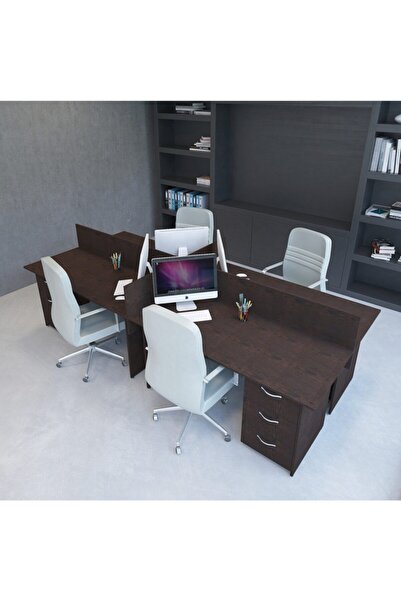 VENA Nil Workstation Dörtlü Çalışma Masa 320cm X 140cm X 115h Çalışma Grubu I...