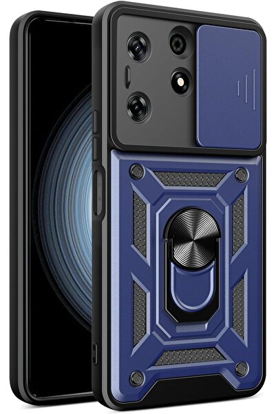 Rivor Tecno Spark 10 Pro İçin Kılıf Kamera Sürgülü Standlı Yüzüklü Darbe Emic...