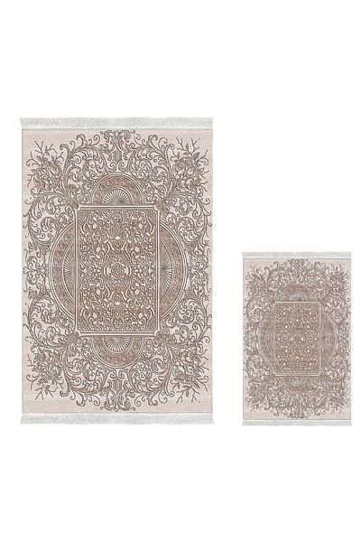 Dekoreko Ψηφιακό σετ μπάνιου 3 τεμαχίων Star Leather Αντιολισθητική Βάση Μικτή Οβάλ Μοντέρνα Katrina Brown