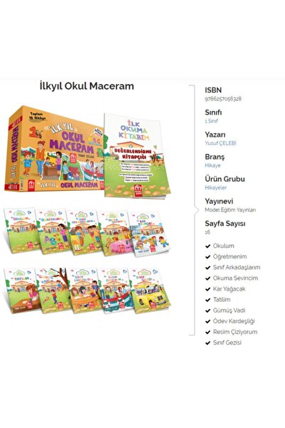 Model Yayınları Model Eğitim Yayınları Ilk Yıl Okul Maceram Okuma Seti 1. Sın...