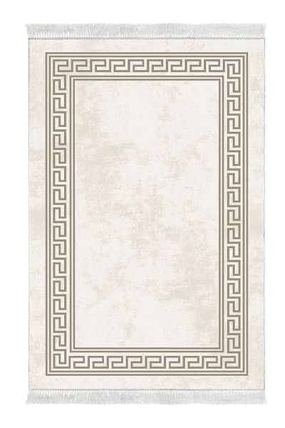 Dekoreko Digital 2-Piece Bath Mat Set Trend Felt Non-Slip Base Fringed Modern Cassietta Cream