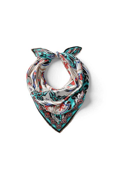 Bursa İpek Ecru Gold Clove - Tulip Patterned Silk Handkerchief