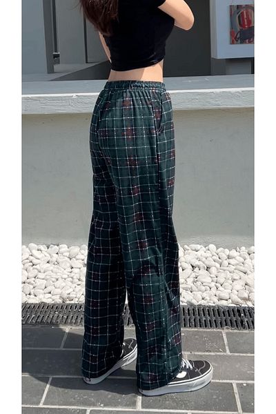 Gofeel Unisex Πράσινο καρό τετράγωνο λεπτομερές φούτερ
