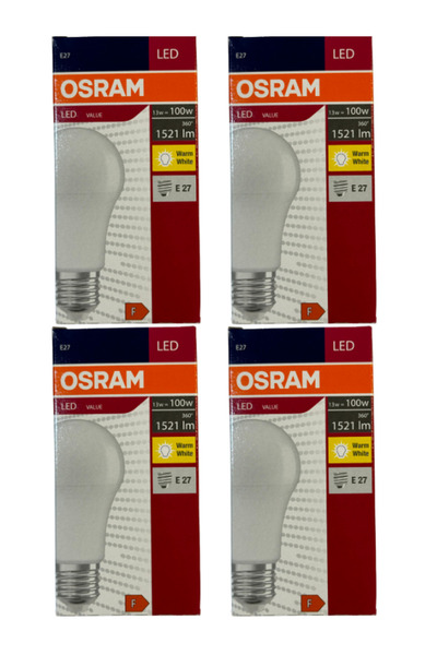 Osram 13W (100W) 2700K (Sarı Işık) E27 Duylu Led Ampul (4 Adet)