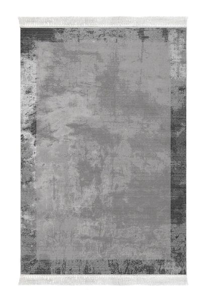 Dekoreko Digital 2-Piece Bath Mat Set Star Cotton Non-Slip Base Fringed Modern Amelia Gray