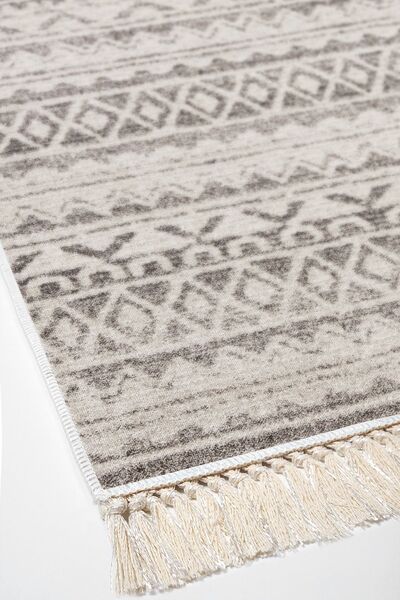 Dekoreko Digital 2-Piece Bathroom Set Star Leather Non-Slip Base Fringed Scandinavian Mali Light Brown